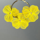 Gold Hoops with Yellow Flowers