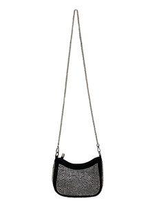 Black and Silver Rhinestone Crossbody Bag