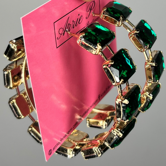 Medium Gold Green Hoops