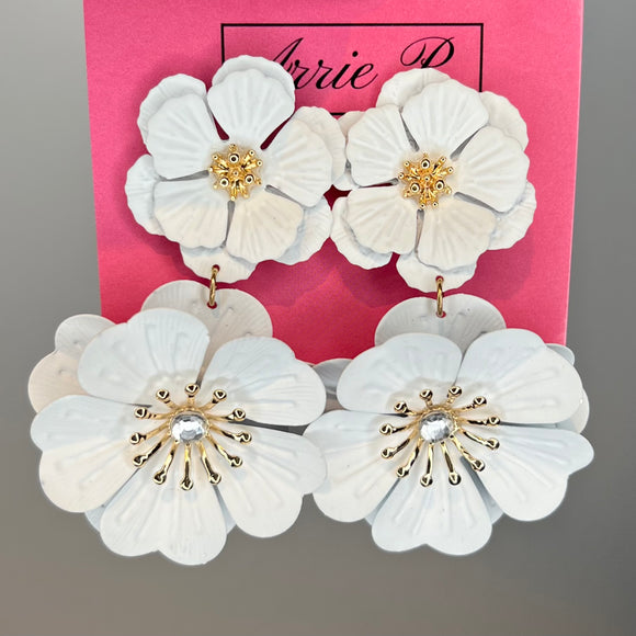 White Blossom Flower Earrings