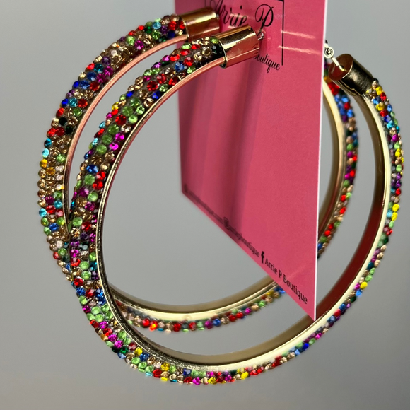 Gold Multi Color Hoops