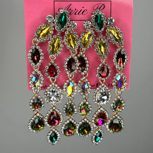 Multi Color Stone Drop Earrings