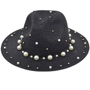 Black Pearl Straw Hat (Gold and Silver Pearls)