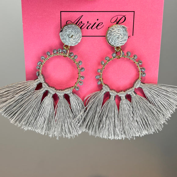 Gray Fringe Earrings