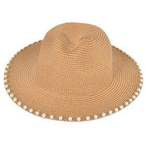 Khaki Pearl Straw Hat