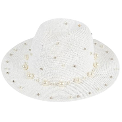 White Pearl Straw Hat (Gold and Silver Pearls)