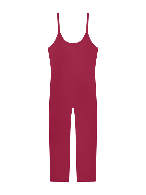 Burgundy Tight Fitted Jumpsuit