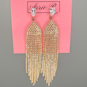 Gold Fringe Diamond Topped Earrings