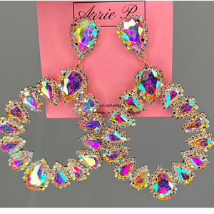 Iridescent Rhinestone Drop Earrings