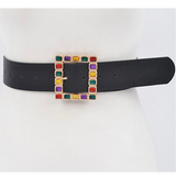 Black Multi Color Gemstone Belt (s-m)