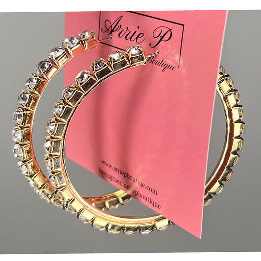 Smal/Medium Gold Rhinestone Hoops