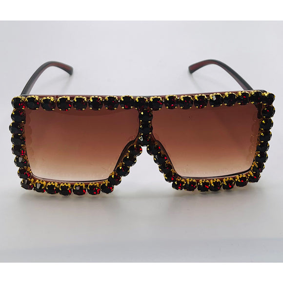 Burgundy Rhinestone Sunglasses (brown sides and lenses)