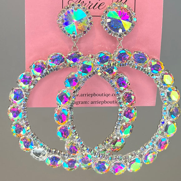 Iridescent Circle Stone Earrings