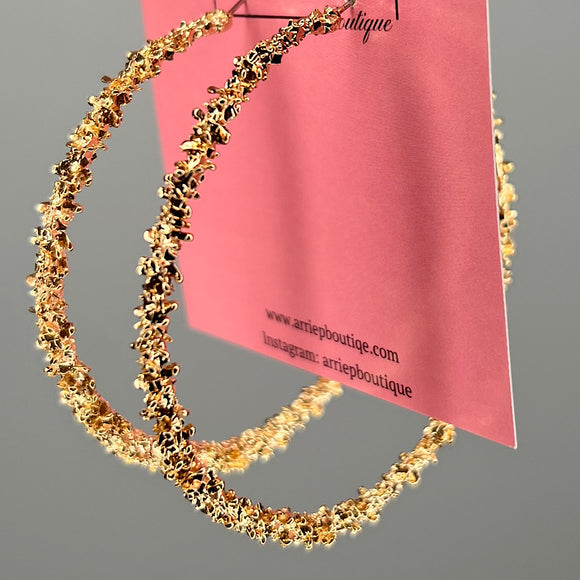 Medium Gold Textured Hoops