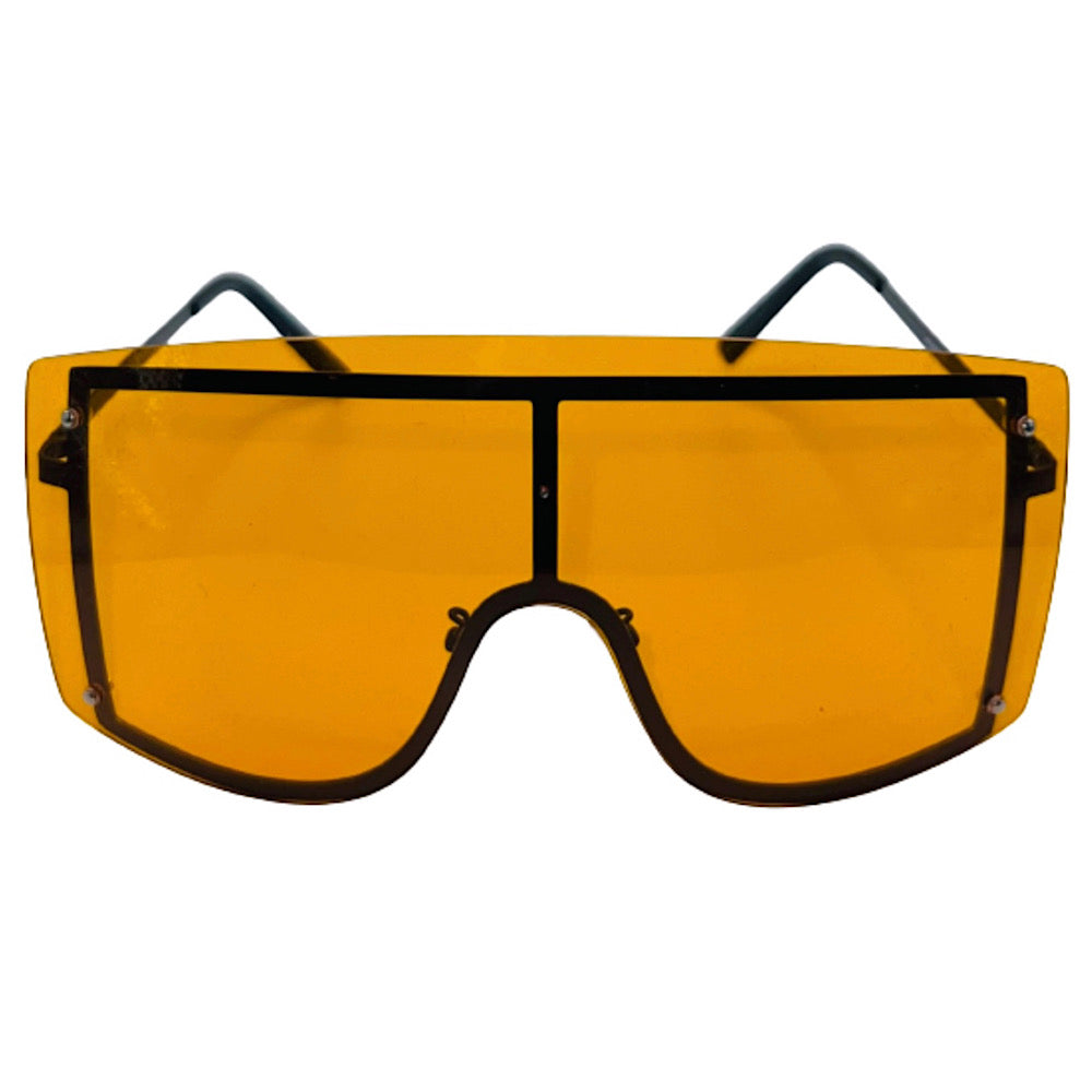 Orange and Black Oversized Shield Sunglasses