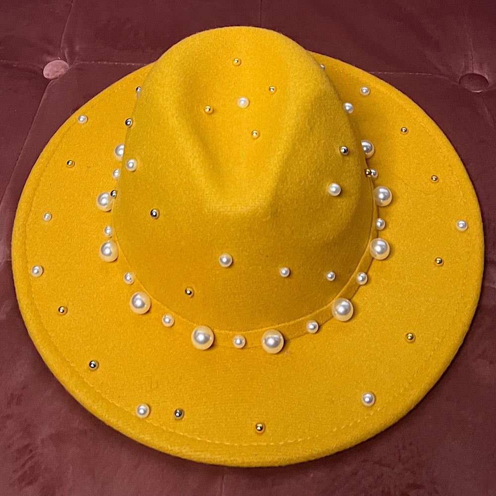 Yellow Pearl Fedora (Gold Pearls)