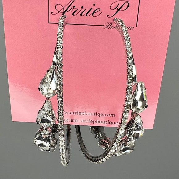Silver Double Gem Hoops
