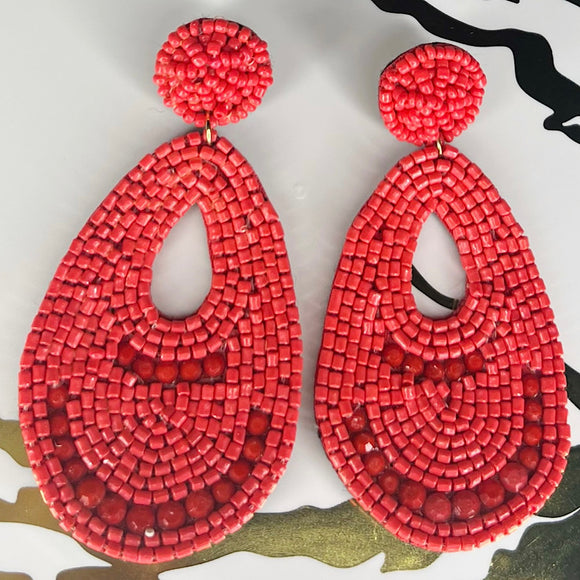 Coral Beaded Earrings