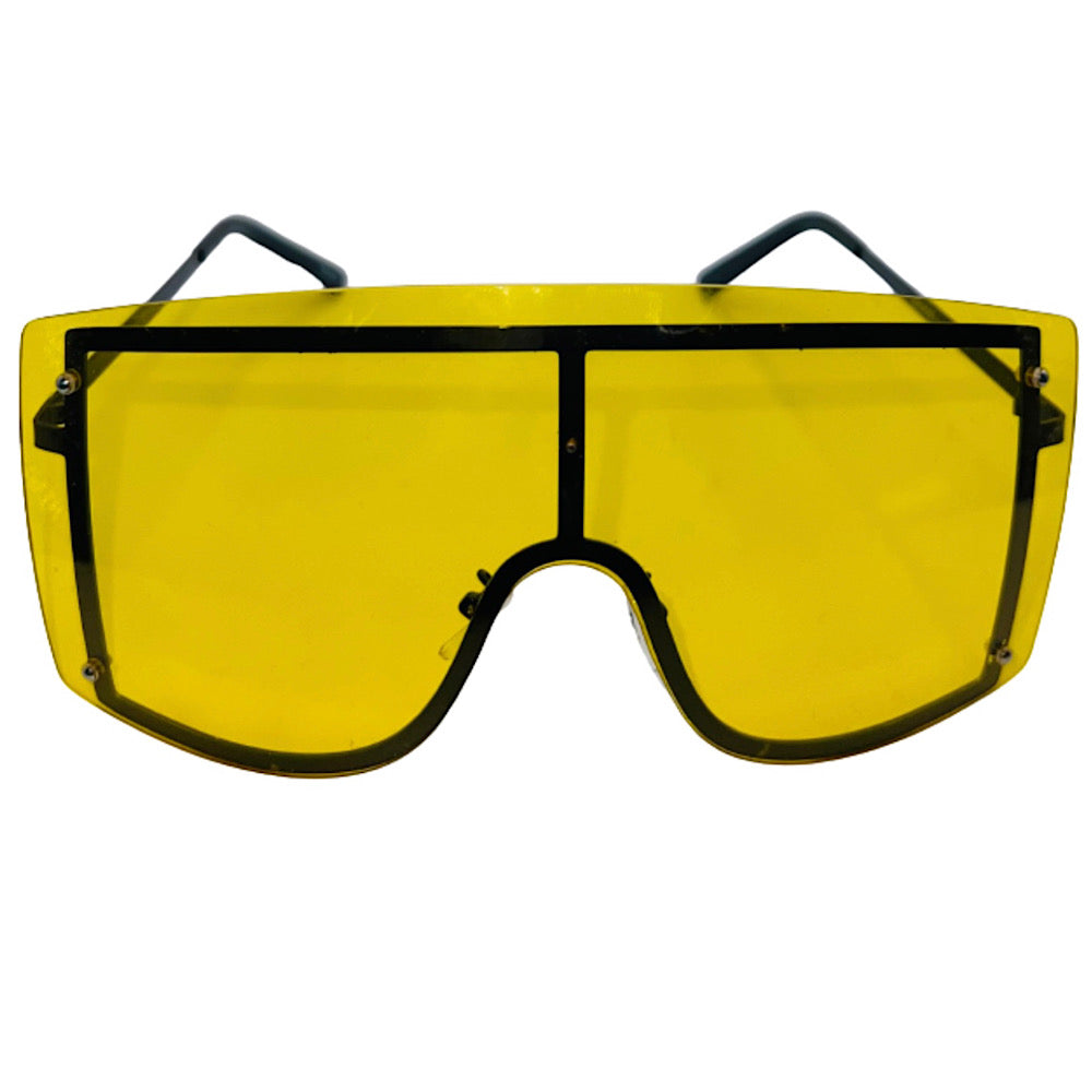 Oversized Yellow & Black Shield Sunglasss