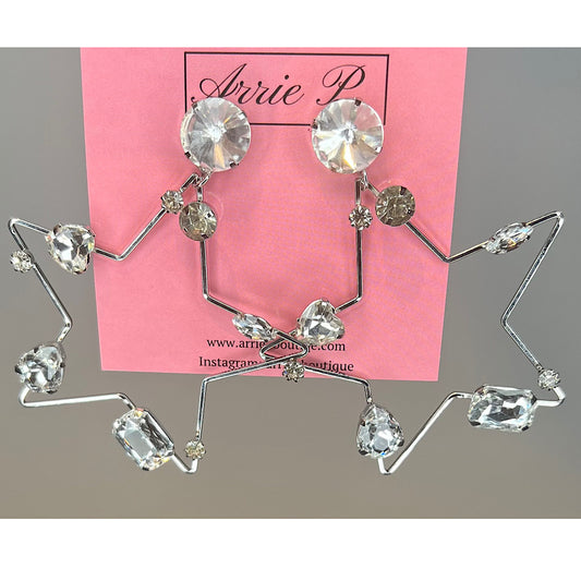 Silver Star Stone Earrings