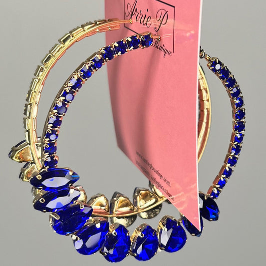 Royal Blue Medium Stone Hoops