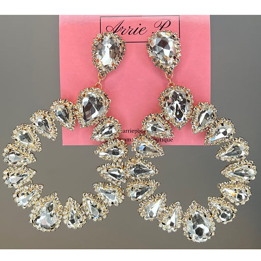 Silver Rhinestone Drop Earrings