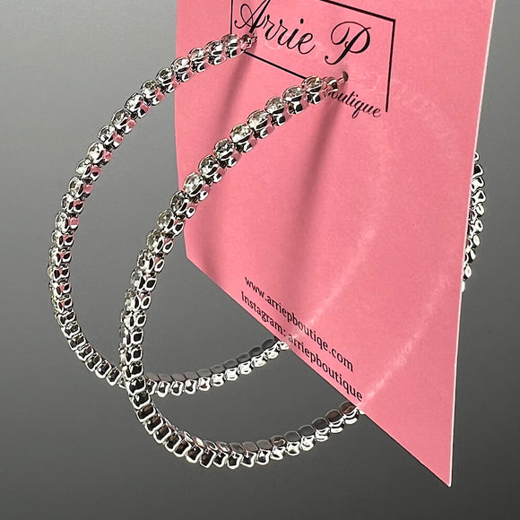 Thin Rhinestone Hoops Small/Medium