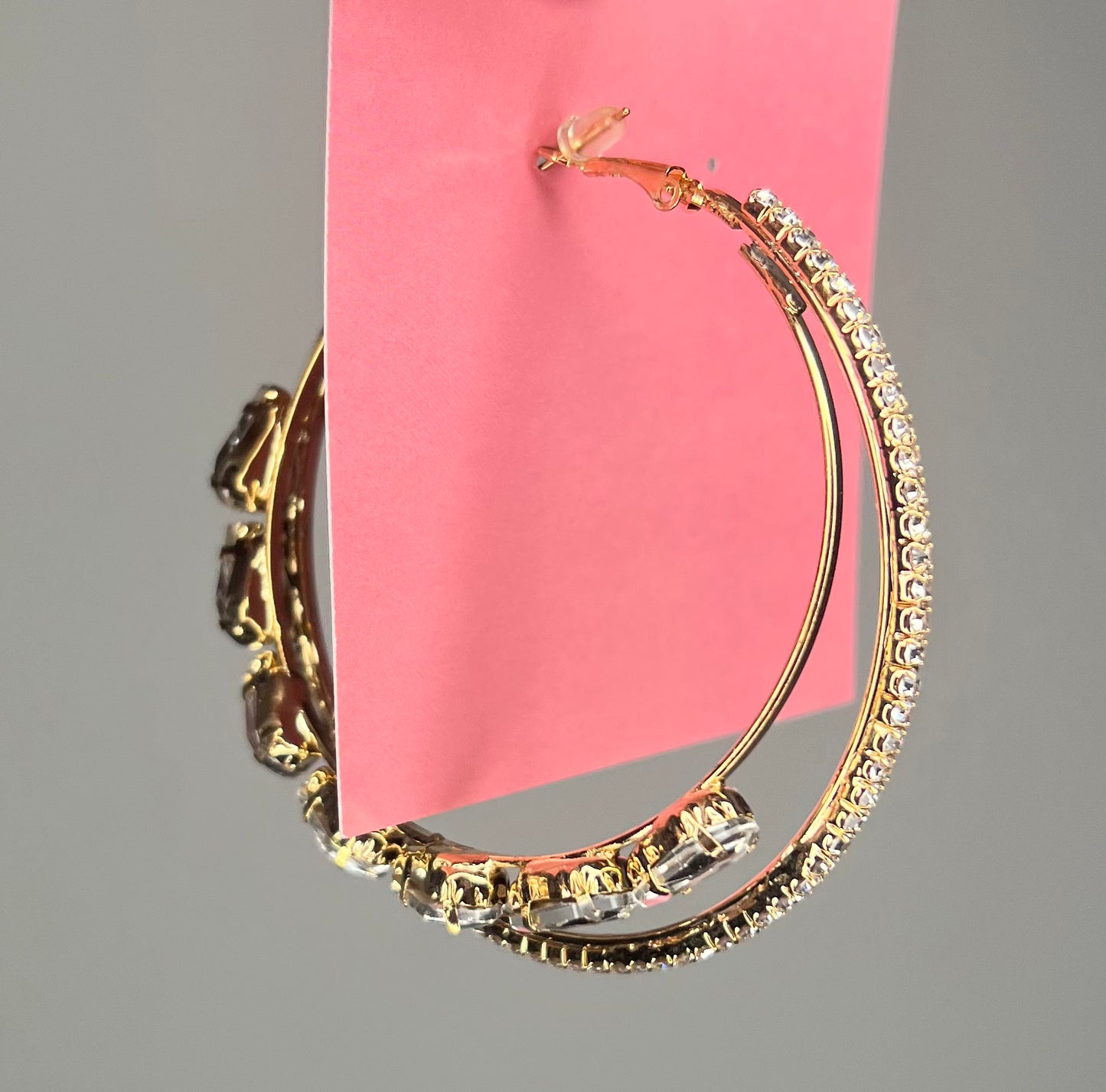 Gold Double Gem Hoops