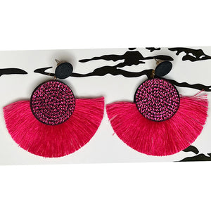 Fuschia Fringe Earrings