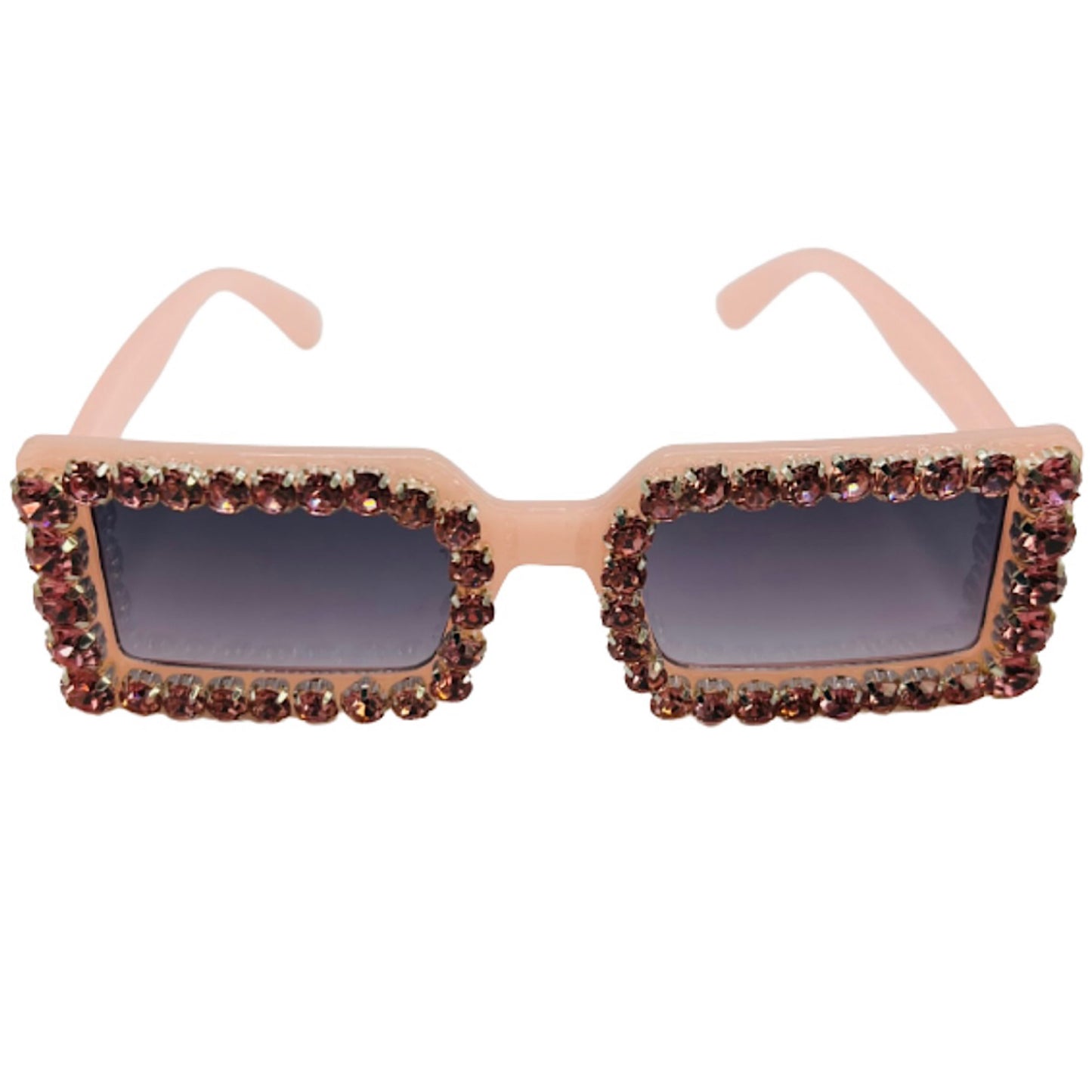 Pink Rectangle Rhinestone Sunglasses