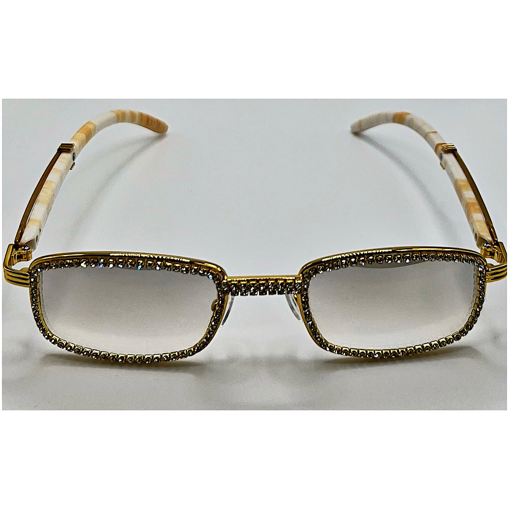 Clear Gold Rhinestone Sunglasses