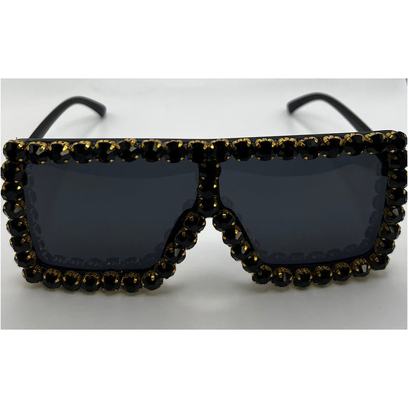 Black and Gold Rhinestone Sunglasses